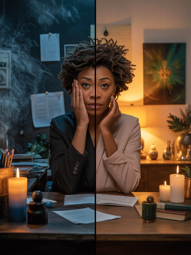 Person looking overwhelmed at computer with traditional business books