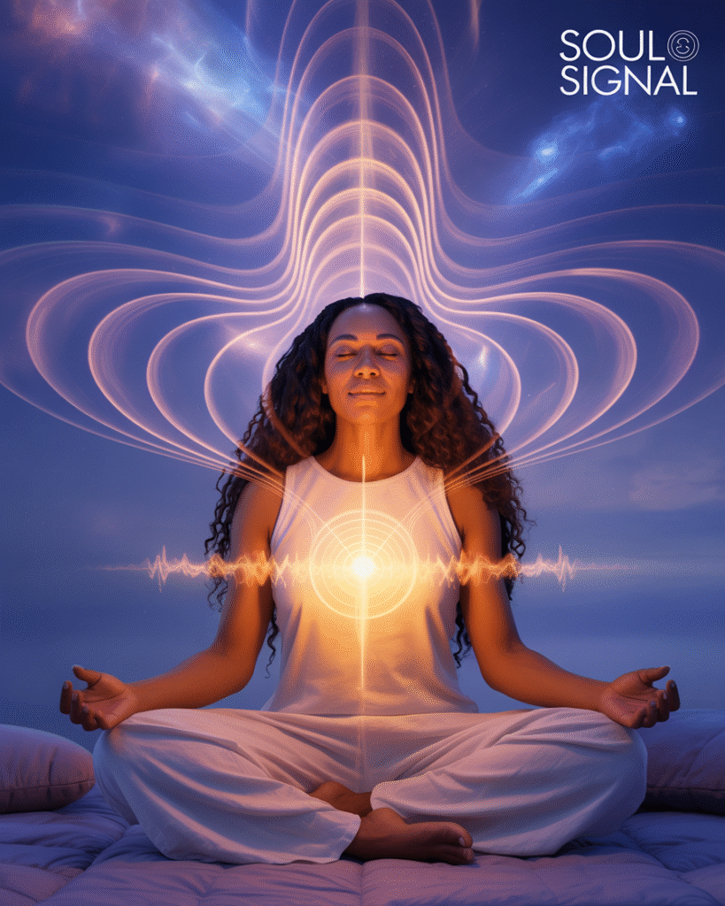 Beautiful woman speaking/whispering with golden light around her mouth, representing the power of spoken words