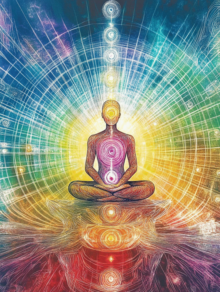 Astrological chart with different colored sections representing planetary influences