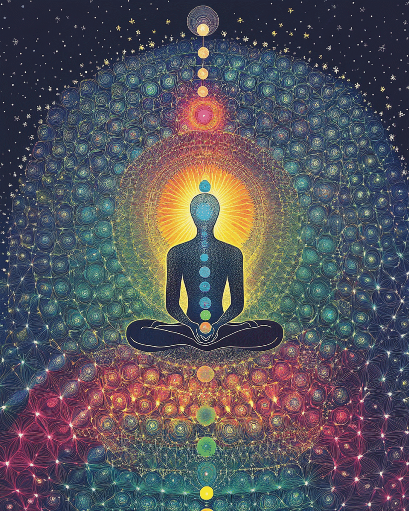 Beautiful mandala showing colors with corresponding soul qualities and chakras