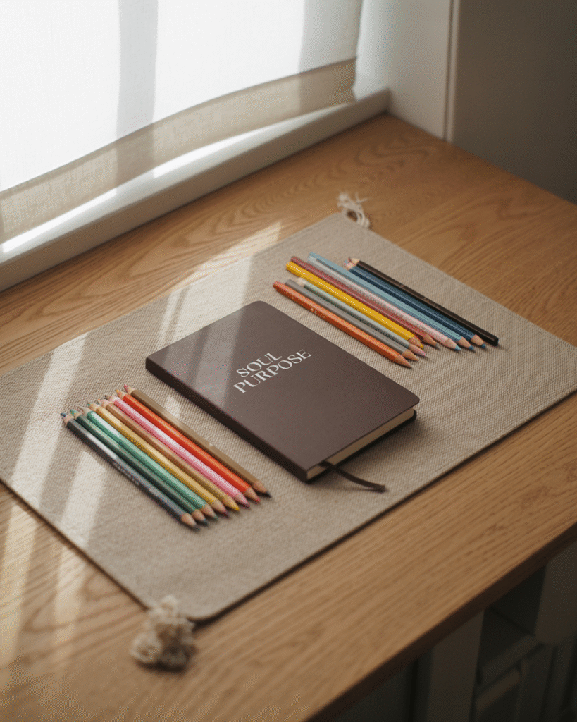 Personalized color palette consultation setup with charts, color swatches, and mystical elements